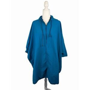Vintage 1990s MY MAINE BAG Unisex Rain Poncho Blue One Size Gorpcore Outdoor Zip